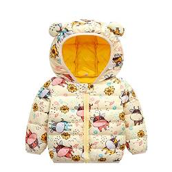 Baby Winter Jacke mit Kapuze Ultraleicht Mäntel Gepolstert Leicht Steppjacke Jungen Mädchen Herbst Winter Warmer Kapuzenmantel Winterjacke Wintermantel für 6 Monate - 4 Jahre (Gelb, 6-12 Monate) von TinaDeer