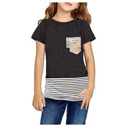 Girls Striped T-Shirt Short Tops Kids Printed Child Sleeve Paillette Girls Tops T Shirt Kinder 140 von TinaDeer