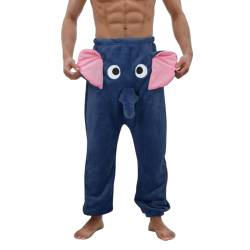 Herren-Hosen, eine lustige Elefanten-Boxer-Shorts, humorvolle Unterwäsche, Geschenk für Männer, Boxer-Hosen mit Tier-Motiv, Elefant Wird klingeln, Hosen Spielen seltsame Sporthose (Dark Blue, XL) von TinaDeer