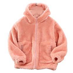 Jungen Mädchen Fleecejacke Baby Kleinkind Kinder Kapuzenjacke Frühling Herbst Winter Warm Jacke Langarm Kuscheljacke Strickfleecejacke Fleecemantel Kapuzenmantel für 3-16 Jahre (Pink, 9-10 Years) von TinaDeer