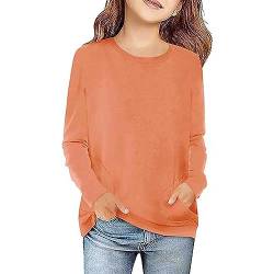 Kinder Kleidung Mädchen Langarm T-Shirt mit Taschen Herbst Baumwolle Tunika Oberteile Einfarbig Langarmshirt Casual Loose Long Sleeve Tee Tops Kinderkleidung von TinaDeer