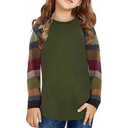 Kinder Mädchen Fashion-Top-Hemd Color Block gestreifte lässige Tunika Top Langarm lose Crewnecks Tunika Mit Spitze Damen von TinaDeer