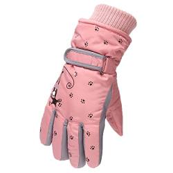 Kinder Skihandschuhe Wasserdichte Kinderhandschuhe Mädchen Jungen Winddichte Fingerhandschuhe Warme Winter Handschuhe Schneehandschuhe für 6-12 Jahre für Outdoor Sport Skifahren (Rosa, 6-12 Jahre) von TinaDeer