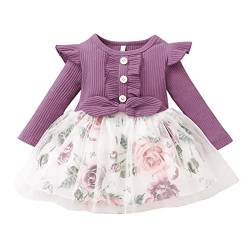 Kleider Baby Mädchen Herbst Winter Langarm Kleid Kleinkind Kinder Baby Mädchen Blume Druck Prinzessin Kleid für Hochzeit Geburtstag Party für 3 Monate - 3 Jahre von TinaDeer