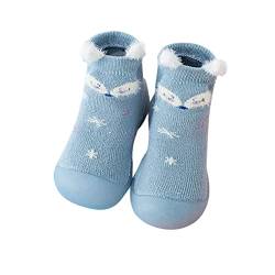 Kleinkind Mädchen Jungen Cartoon Sockenschuhe Baby Bodensocken Atmungsaktiv Krabbelschuhe Gummisohle Rutschfest Lauflernschuhe Herbst Winter Warm Babyschuhe Weicher Socken Schuhe (Blau, 25 EU) von TinaDeer