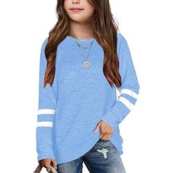 Langarmshirt Mädchen T-Shirt Langarmshirt Lässige Einfarbig Longsleeve Tunika Tops Knoten Vorne Knopf Langarm Lässige Lose Bluse T-Shirt T-Stück von TinaDeer