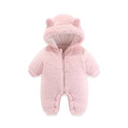 Neugeborene Schneeanzug Baby Winter Overall mit Bär Kapuze, Zip Fleece Einteiliger Strampler mit Füße, Jungen Mädchen Winter Spieler Jumpsuit für Baby Neugeborene Kleinkind, 0-12 Monate von TinaDeer