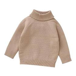 Pullover Teenager Mädchen und Mädchen, gestrickt, Rollkragenpullover mit Zopfmuster, weich, warm, für Kleinkinder, hoher Kragen, Kinderpullover (Khaki, 6-9 Months) von TinaDeer