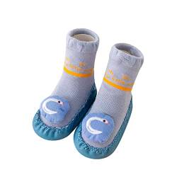 TinaDeer Baby Cartoon Sockenschuhe Herbst Winter Warme Socken Schuhe Kleinkind Mädchen Jungen Lauflernschuhe Rutschfest Bodensocken Atmungsaktiv Krabbelschuhe Weicher Babyschuhe (Blau, 20 EU) von TinaDeer