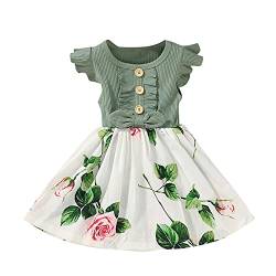 TinaDeer Baby Mädchen Kleider Sommer Rüschen Kurzarm Kleid für 1-5 Jahre Kleinkind Kinder Baby Mädchen Blumedruck Sommerkleid Prinzessin Kleid für Hochzeit Geburtstag Party von TinaDeer