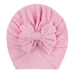 TinaDeer Baby Mädchen Turban Hüte mit Schleife Neugeboren Kleinkind Kopfband Stirnband Haarband Knoten Mütze Sommer Stretch Schleife Headwear Kleinkind Neugeborene Mütze Hut Hut (Rosa B) von TinaDeer