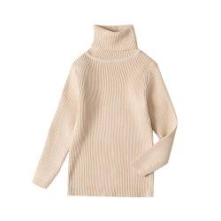 TinaDeer Baby Rolli Kleinkind Kinder Rollkragenpullover Jungen Mädchen Strickpullover Langarm Warme Sweatshirt Rundhalsausschnitt Strick Pullover Herbst Winter Kleidung (Beige, 3-4 Jahre) von TinaDeer