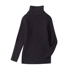 TinaDeer Baby Rolli Kleinkind Kinder Rollkragenpullover Jungen Mädchen Strickpullover Langarm Warme Sweatshirt Rundhalsausschnitt Strick Pullover Herbst Winter Kleidung (Schwarz, 2-3 Jahre) von TinaDeer