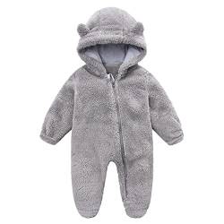 TinaDeer Baby Schneeanzüge Winter Overall mit Kapuze Winter Strampler Fleece Overall mit Fuß für Babys Neugeborene Kleinkind Mädchen Jungen Warm Jumpsuit für 0-12 Monate von TinaDeer