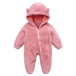 TinaDeer Baby Schneeanzüge Winter Overall mit Kapuze Winter Strampler Fleece Overall mit Fuß für Babys Neugeborene Kleinkind Mädchen Jungen Warm Jumpsuit für 0-12 Monate von TinaDeer