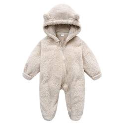 TinaDeer Baby Schneeanzüge Winter Overall mit Kapuze Winter Strampler Fleece Overall mit Fuß für Babys Neugeborene Kleinkind Mädchen Jungen Warm Jumpsuit für 0-12 Monate von TinaDeer