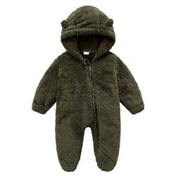 TinaDeer Baby Schneeanzüge Winter Overall mit Kapuze Winter Strampler Fleece Overall mit Fuß für Babys Neugeborene Kleinkind Mädchen Jungen Warm Jumpsuit für 0-12 Monate von TinaDeer