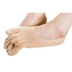 TinaDeer Frauen Zehensocken Damen Zehen Socken fünf Finger Socken weich und atmungsaktiv Low-Cut Ankle Socks Rutschfeste Seidenstrümpfe für Frauen Mädchen (Beige, Einheitsgröße) von TinaDeer