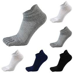 TinaDeer Herren Fünf Finger Zehensocken 38-43 Baumwolle Sneaker Socken Kurz Atmungsaktiv Sportsocken Laufsocken für Männer für Fitness, Laufen, Joggen, Alltag und Freizeit (Grau A, Einheitsgröße) von TinaDeer