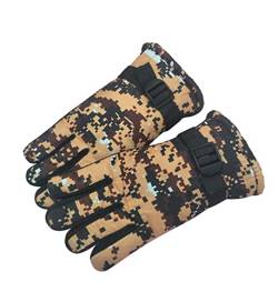 TinaDeer Jungen Mädchen Camouflage Skihandschuhe Wasserdicht Winter Handschuhe Winddichte Warme Fingerhandschuhe Fausthandschuhe Kinder Schneehandschuhe für Outdoor Skifahren (Gelb, 8-12 Jahre) von TinaDeer