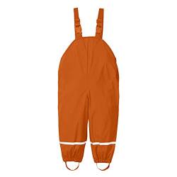 TinaDeer Kinder Mädchen Jungen Regenlatzhose, Kinder Regenhosen, Unisex Matschhose, wasserdichte Atmungsaktiv Matschhose Overalls, für Jungen Mädchen Latzhose Skihose Wanderhose (Orange, 116) von TinaDeer