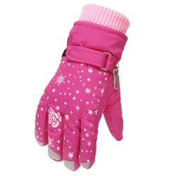 TinaDeer Kinder Mädchen Jungen Skihandschuhe Wasserdicht Winter Handschuhe Winddichte Warme Fingerhandschuhe Fausthandschuhe Schneehandschuhe für 4-9 Jahre für Skifahren Outdoor (Rot, 4-9 Jahre) von TinaDeer