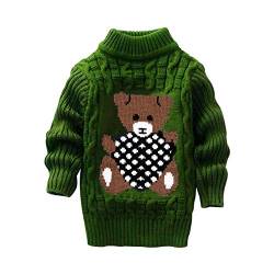 TinaDeer Kinder Rollkragenpullover Jungen Mädchen Strickpullover Winter Weihnachten Strick Pullover Pulli Baby Kleinkind Sweatshirt Langarm Strickpulli Bär Druck Sweater Tops (Grün, 4-5 Jahre) von TinaDeer