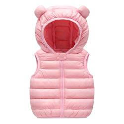 TinaDeer Kleinkind Kinder Baby Jungen Winter Warme Ärmellose Jacke Oberbekleidung Feste Bärenohren Weste Mäntel Mit Kapuze Gepolsterte Oberbekleidung Mädchen 140 von TinaDeer