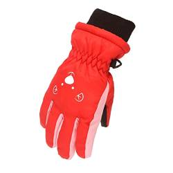 TinaDeer Mädchen Jungen Skihandschuhe Wasserdicht Schneehandschuhe Winddichte Winter Handschuhe Warme Fingerhandschuhe Kinder Fausthandschuhe für 3-7 Jahre für Skifahren Outdoor (Rot, 3-7 Jahre) von TinaDeer
