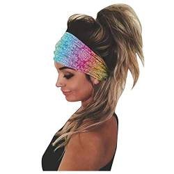 TinaDeer Stirnband Frauen Sport Schweiß absorbieren Kopfschmuck Yoga Elastische Kopfbedeckung Turban Kopftuch Druck Stretch Baumwolle Stirnband Damen Sport Bandage Kopfwickel Haarschmuck (Rot, 25cm) von TinaDeer