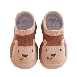 TinaDeer Stricken Baby Boden Sockenschuhe Kleinkind Jungen Mädchen Bodensocken Cartoon Krabbelschuhe Atmungsaktiv Rutschfest Lauflernschuhe Sommer Babyschuhe Weicher Socken Schuhe (Braun B, 23 EU) von TinaDeer