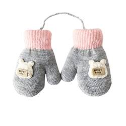 TinaDeer Unisex Baby Fäustlinge mit Schnur Winter Handschuhe Kleinkind Mädchen Jungen Gestrickte Skihandschuhe Babyhandschuhe für 1 2 3 4 5 Jahre alt Kinder (B, 11×6cm) von TinaDeer