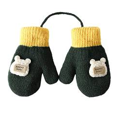 TinaDeer Unisex Baby Fäustlinge mit Schnur Winter Handschuhe Kleinkind Mädchen Jungen Gestrickte Skihandschuhe Babyhandschuhe für 1 2 3 4 5 Jahre alt Kinder (C, 11×6cm) von TinaDeer