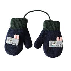 TinaDeer Unisex Baby Fäustlinge mit Schnur Winter Handschuhe Kleinkind Mädchen Jungen Gestrickte Skihandschuhe Babyhandschuhe für 1 2 3 4 5 Jahre alt Kinder (E, 11×6cm) von TinaDeer