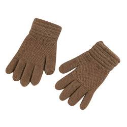 TinaDeer Unisex Baby Kinder Handschuhe Dicke Winter Strickhandschuhe dehnbar volle Finger Handschuhe Fäustling für 1-8 Jahre Jungen und Mädchen (Braun, 15X6.5cm) von TinaDeer