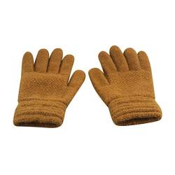 TinaDeer Unisex Baby Kinder Handschuhe Dicke Winter Strickhandschuhe dehnbar volle Finger Handschuhe Fäustling für 1-8 Jahre Jungen und Mädchen (Khaki, 15X6.5cm) von TinaDeer