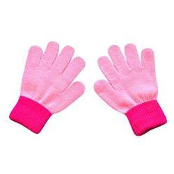 TinaDeer Unisex Baby Kinder Handschuhe Dicke Winter Strickhandschuhe dehnbar volle Finger Handschuhe Fäustling für 1-8 Jahre Jungen und Mädchen (Rosa B, 15X6cm) von TinaDeer