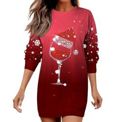 Weihnachtskleid Damen Christmas Sweater Kleid Weihnachtspullover Damen Weihnachten Sweatshirt Weihnachtskleider Weihnachtspulli Damen Mädchen Pullover Kleid Weihnachtsshirt Langes Weihnachts Pulli von TinaDeer