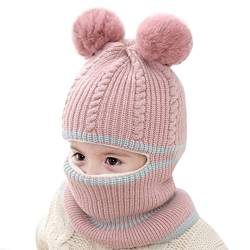 Winddichter Hut, dicke Babymützen, warmer Skischal, Schädelmütze, Kinderhaube, gestrickt, Radfahren, Winter, thermisch, Ohrenklappe, Kleinkind, Kindermütze Kleinkind Mütze Mädchen (Z01 Pink, One Size) von TinaDeer