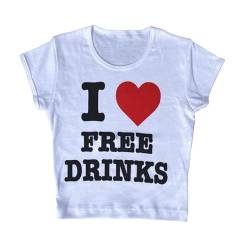 Baby-T-Shirt für Teenager, Mädchen, Y2K, Buchstaben-Druck, bauchfreies Top, Grunge, Damen-T-Shirt, Tee 13, Klein von Tinalele