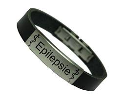 Tinasfunshop Epilepsie Epileptiker SOS Notfall Armband Leder inklusive Ihrer Wunsch Gravur von Tinasfunshop