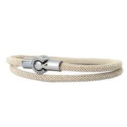Tindo Dickes Wickel-Armband Herren mit Magnet Verschluss - Handmade - modisches Armband für Männer - stylisches Stoff-Armband (Beige) von Tindo