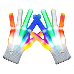 TingDongWei Led Handschuhe, leuchtende Handschuhe, LED blinkende Bunte Finger Gloves als Geschenke zu Weihnachten Geburtstag und Karneval für Kinder Mädchen Junge (5 Farben,6 Modi) von TingDongWei