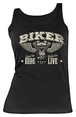 Biker-Motiv Damen Träger-Shirt - Tank Top Frau - Motorrad-Sprüche : Biker live to Ride Ride to live - Bike-Shirt Frauen Bikershirt Gr: XXL von Tini - Shirts