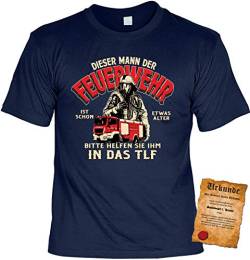 Feuerwehr Sprüche Shirt, Feuerwehrmann Geschenk T-Shirt : Dieser Mann der Feuerwehr.. helfen sie ihm in das TLF - Bekleidung FFW/Feuerwehrmann Ruhestand Gr: 3XL von Tini - Shirts