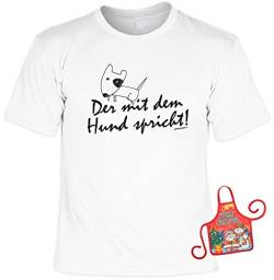 Hund Set Mann - lustiges Sprüche T-Shirt + Minischürze : Der mit dem Hund spricht! - Hunde-Shirt + witziger Scherzartikel Flaschenschürze Gr: XXL von Tini - Shirts