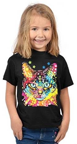 Katzen-Motiv Kindershirt - Kunstdruck Katze - buntes Katzenshirt für Kinder : Blue Eyes - Tiermotiv Katze Kinder T-Shirt Gr: S = 122-128 von Tini - Shirts