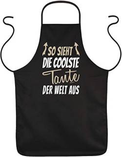 Koch-Schürze Tante - Sprüche Grill-Schürze Frau Tante : So sieht die coolste Tante der Welt aus - Geschenk-Schürze Tante - Nichte - Neffe von Tini - Shirts