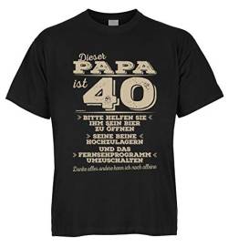Papa 40 Geburtstag - Geburtstagsshirt Sprüche 40 Jahre : Dieser Papa ist 40 Bitte helfen Sie ihm Sein Bier - Geschenk-Shirt zum 40.Geburtstag Shirt aus Mann Gr: XXL von Tini - Shirts