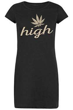 Tini - Shirts Cannabis Motiv - Sprüche Damen Longshirt/Nachtshirt : high - Nachthemd Marihuana - Motiv Schlafshirt Kiffen/Gras Gr: L von Tini - Shirts